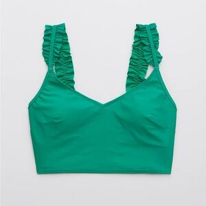 AERIE RUFFLE LONGLINE SCOOP BIKINI TOP and HIGH CUT CHEEKY BIKINI BOTTOM